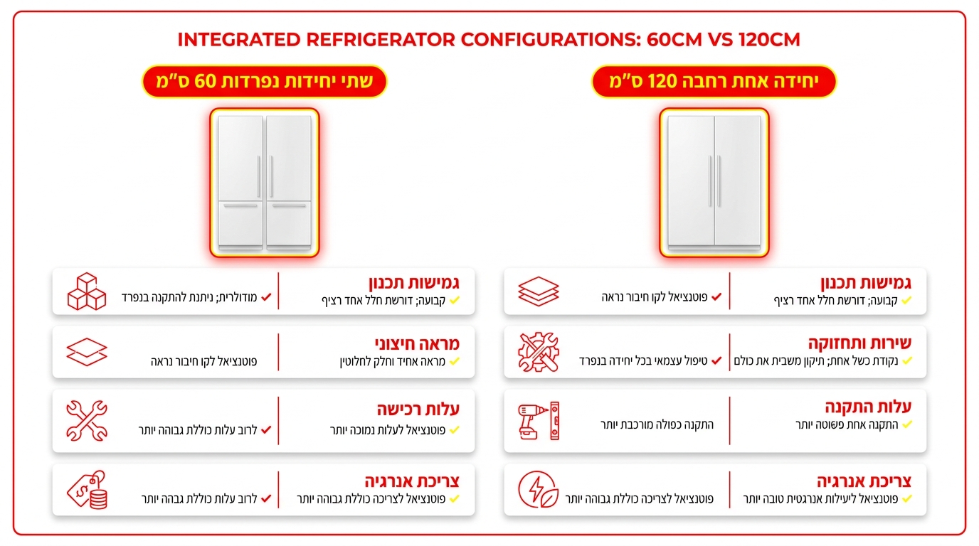 מקרר אינטגרלי 120 – שתי יחידות 60 ס