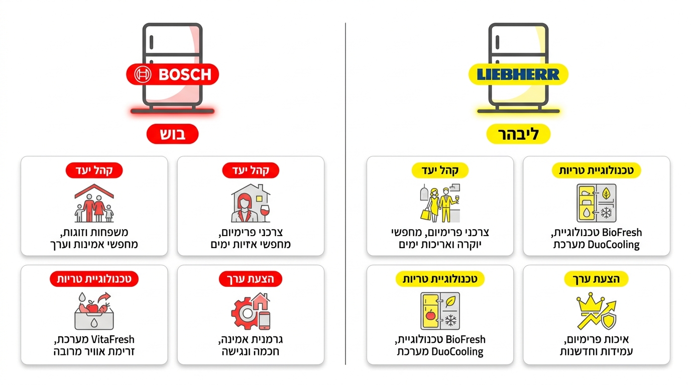 Bosch או Liebherr — איזה מותג מקרר גרמני מתאים לכם?