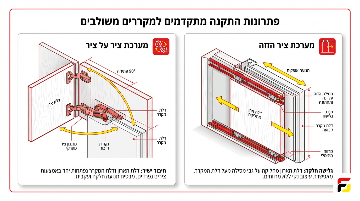 שיטות חיבור דלת למקרר אינטגרלי