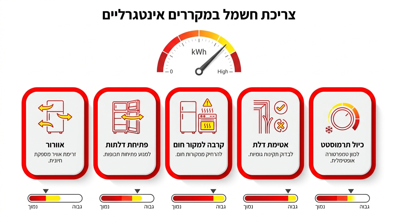 כמה חשמל צורך מקרר אינטגרלי 120 ס