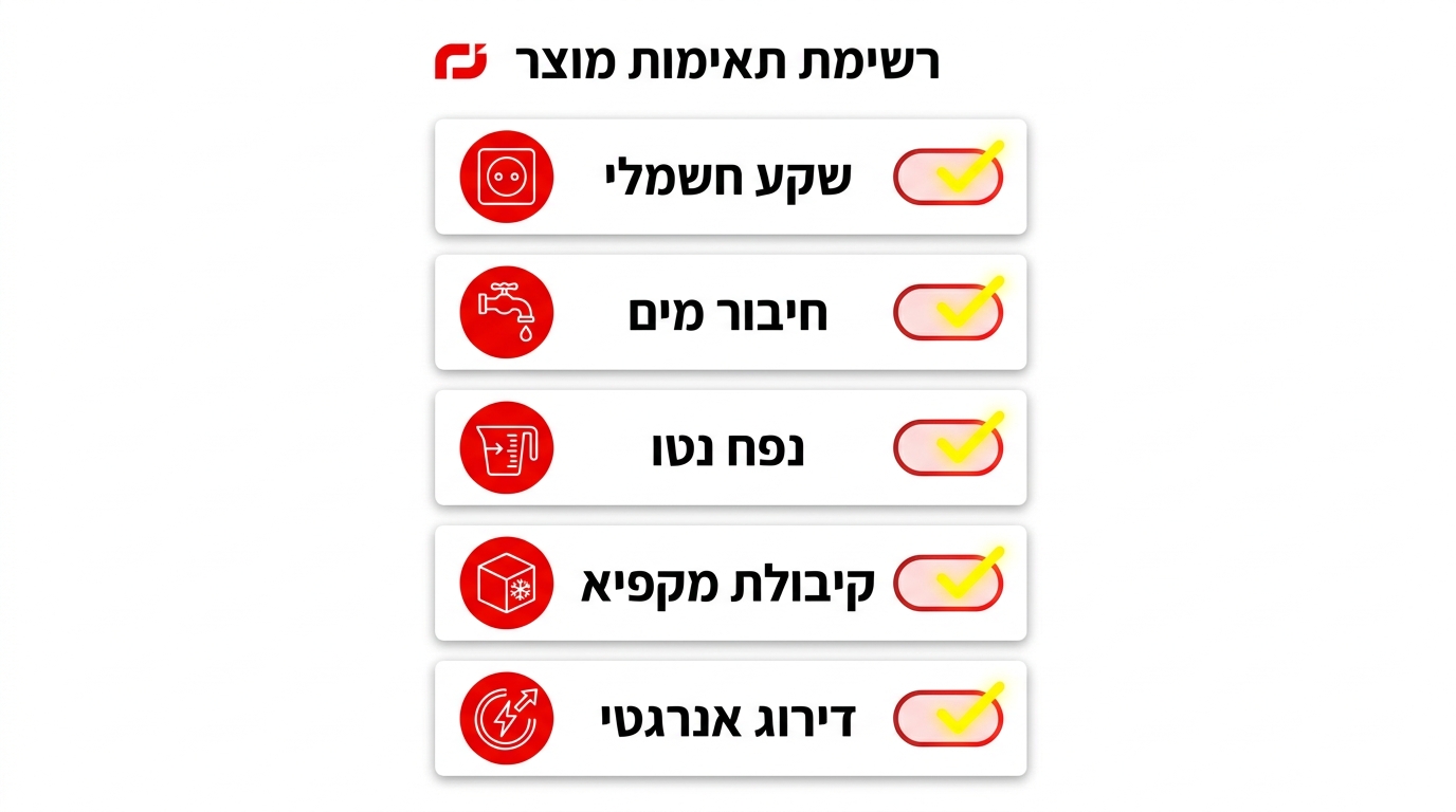צ'ק-ליסט תשתיות ושימוש לפני רכישת מקרר קו אפס