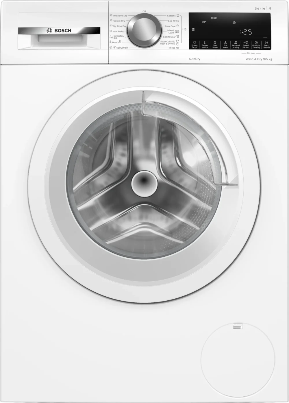 מכונת כביסה משולבת מייבש תוצרת בוש BOSCH WNA144V9GB  כביסה 9 ק"ג - ייבוש 5 ק"ג - רוחב 60 ס"מ בלעדי!!! דגם 2026!!!