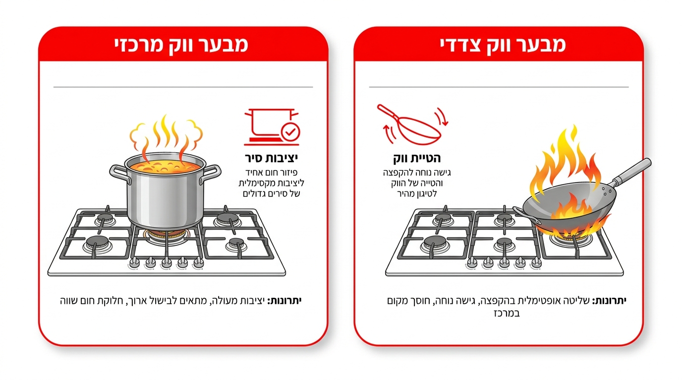 מבער ווק במרכז או בצד הכיריים