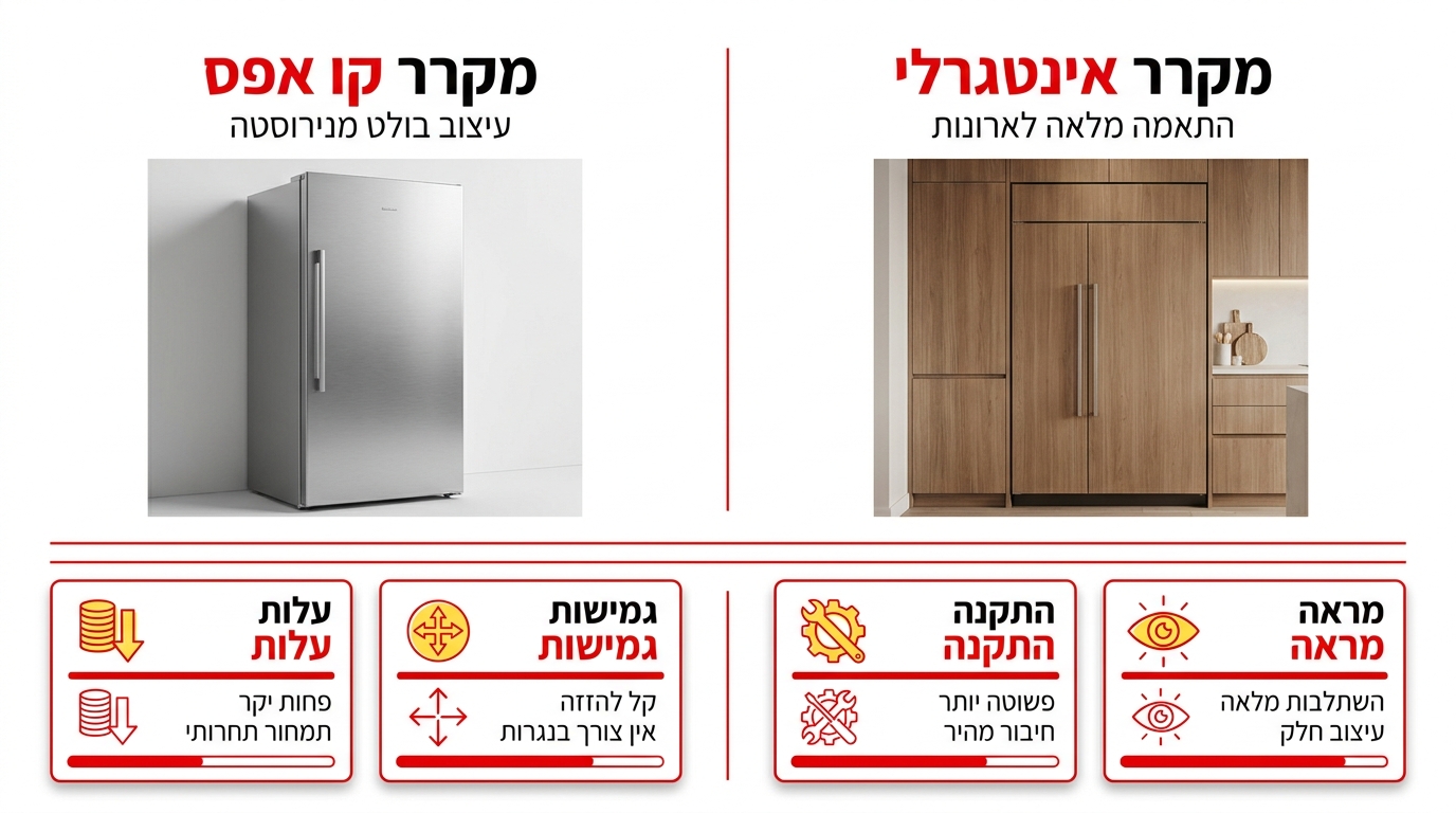 השוואה בין מקרר קו אפס למקרר אינטגרלי